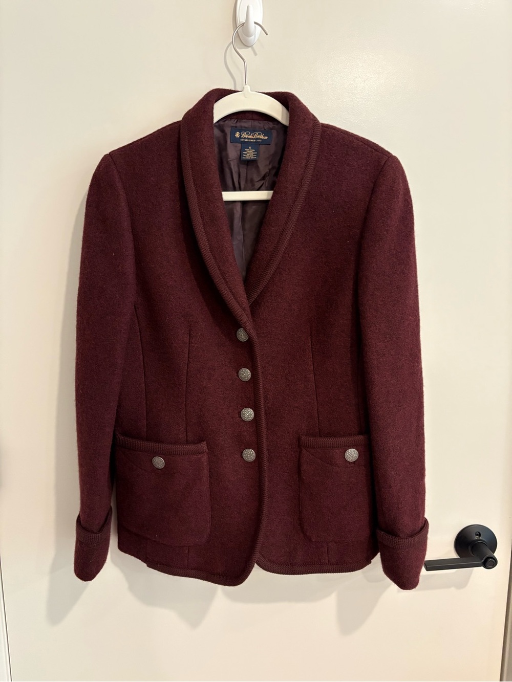 Brooks Brothers Women's Burgundy Maroon Tailored Wool Blazer Italy Academia 6